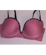 VICTORIA&#39;S SECRET SEXY LITTLE THINGS PADDED STRIPES w/Black Lace Trim Br... - $72.47 CAD