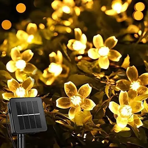 Solar Lamp Lighting String Fairy Lights 50 LED Flower Christmas Lights Outdoor f - £65.29 GBP