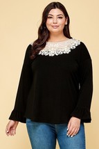 Women&#39;s Black Plus Size Solid Long Sleeve Top (2XL) - £34.02 GBP