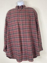 Roundtree &amp; Yorke Men Size L Red/Green Check Button Up Shirt Long Sleeve Retro - £4.92 GBP