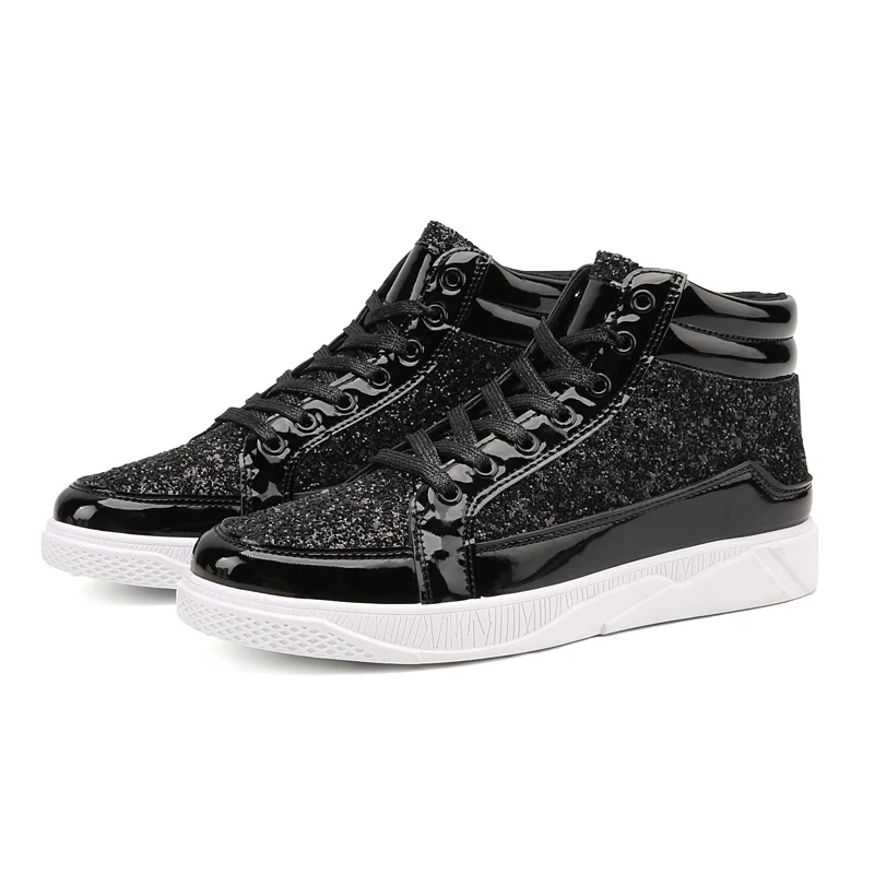 Best Sneakers X Hot Fashion  Shiny Mirrors Mens Shoes Casual Club Bar Glitter St - £47.27 GBP