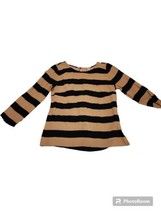 J. Crew Ladies Top Size 2 100% Rayon Gold and Black Stirp Print - $6.83