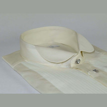Mens CEREMONIA Tuxedo Formal Shirt 100% Cotton Turkey Slim Fit #stn 17 abt ivory image 4
