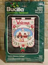 New VINTAGE BUCILLA Santa&#39;s Welcome Cottage Door Chime Wall Hanging Kit #48802 - £22.42 GBP
