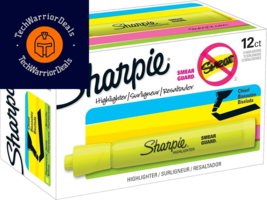 SHARPIE Tank Style Highlighters, Chisel Tip, Fluorescent 12-Count, Yellow  - $20.09