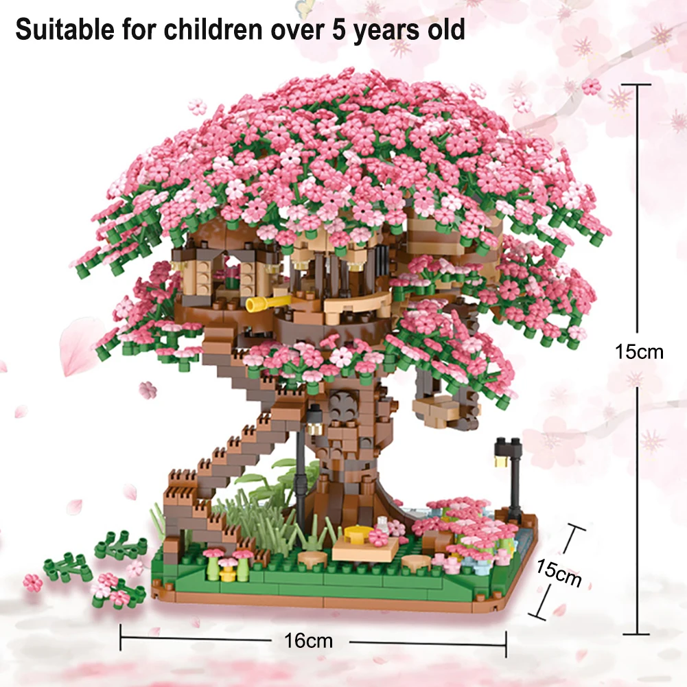 Play SEMBO Mini Sakura Tree House Blocks Japanese Street View Cherry Blossom Mod - £41.87 GBP