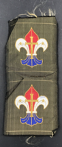 Vintage Boy Scouts Fleur-de-lis Christian Cross Green Woven Silk Patch 2... - $13.99