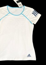 Adidas Women’s Club Tee Shirt White Blue Trim Size S NWT Tennis Training Top image 3