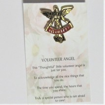 Volunteer Angel Pin Antique Gold brooch hatpin lapel Red Banner  - £3.08 GBP