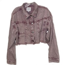 Le Lis Collection Pink Cropped Denim Jacket Womens Large Distressed - £16.03 GBP