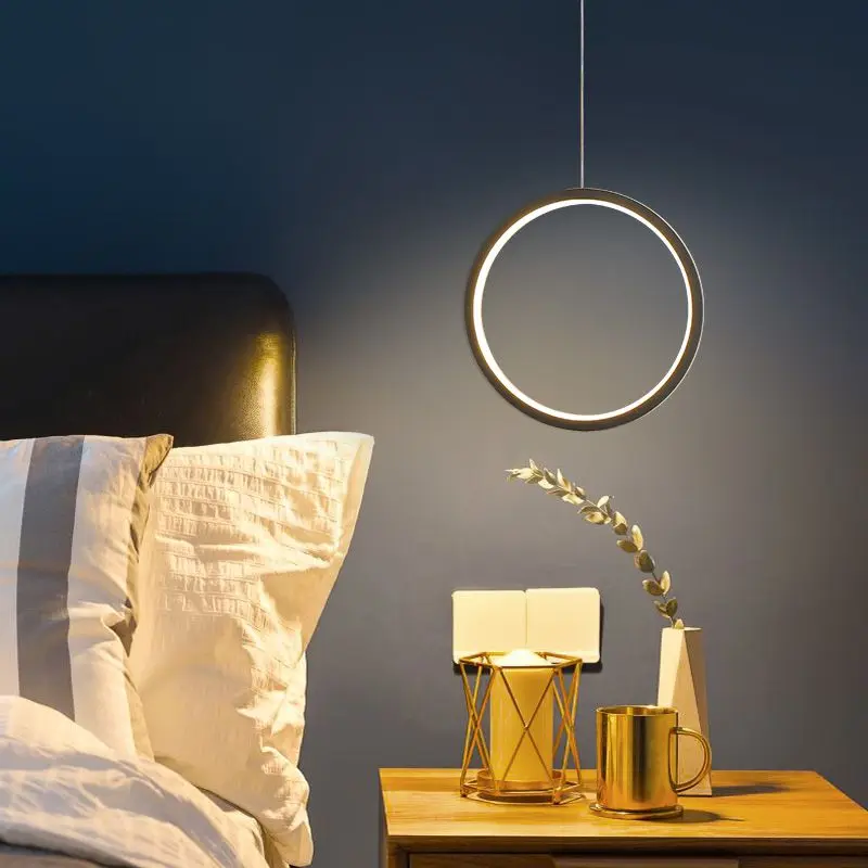 Modern LED Ring Pendant Lamp For Bedside Restaurant Bar Living Room Chan... - $33.50+