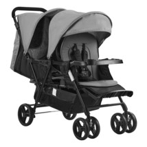 VEVOR Double Stroller Foldable Lightweight Twin Tandem Stroller Dark Gray - £236.94 GBP