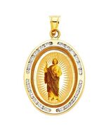 Genuine 14k Yellow Gold 0.78" Cubic Zirconia St Jude Thaddeus Medallion ... - $324.72