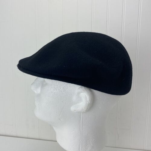 Vintage KANGOL Cabbie Cap Black 100% Virgin Wool Made in England Size Medium 7.5 - $29.99