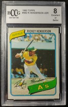Rickey Henderson 1980 Topps #482 RC Rookie Card Graded BCCG 8 NICE CARD! - £194.78 GBP