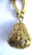 Sarah Coventry Necklace Brass Art Nouveau Filigree Bell Pendant Jingling Chain - £26.29 GBP