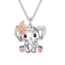 Women&#39;s Elephant with Butterfly Pendant Necklace - New - £11.95 GBP