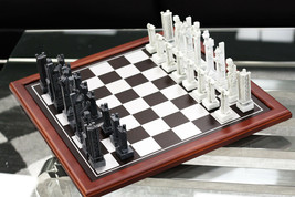 Frank Lloyd Wright Midway Gardens Sprites Resin Chess Pieces &amp; Wooden Board Set - £159.66 GBP