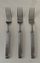 Pfaltzgraff Hamptons Flatware 3 Dinner Forks Ribbed Stainless Steel - £11.65 GBP