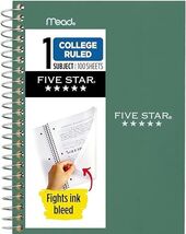 Five Star 1 Subject College Ruled Notebook 100 Sheets 7" x 5" Seaglass G... - $16.14