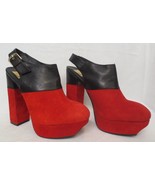 Dolce Vita Womens Red Suede Black Leather Platform Chunky heels ankle st... - £51.89 GBP