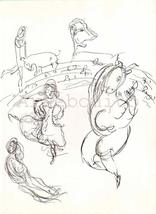 Artebonito - Marc Chagall Sketch 7&quot; Lithograph Paris opera 1966 - £31.46 GBP