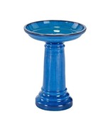 2 Gallon Blue Ceramic Traditional Outdoor Patio Garden Birdbath - €298,91 EUR