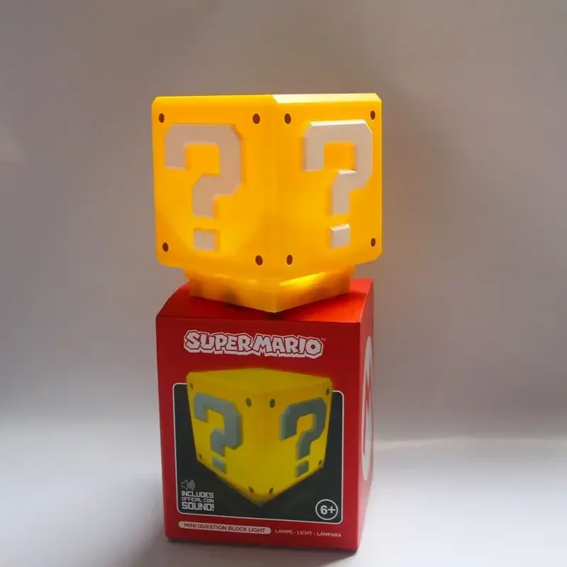 Super Mario Bros Lampara Anime Figure LED Question Mark Brick Night Light USB - £24.97 GBP+