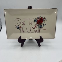 Lenox Porcelain Christmas Serving TrayJoy To The World 11.5 in Red Bird Gilded - $18.00