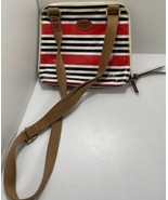 FOSSIL Keyper Crossbody Coated Canvas Oilcloth Multicolor Striped Bag Purse - $21.49