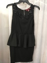 Sugar and Spice Women&#39;s Dress Black Knit w/ Sequins Peplum Junior Size M... - £17.13 GBP