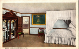 Vtg Postcard, Mt Vernon, VA. George Washingtons Home, Green Room - $5.84