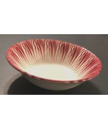 FARMHOUSE Vintage Mid-Century Maroon Red White Ceramic Cabbage Serving S... - £10.93 GBP