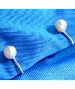 Elegant Vintage 6 millimeters PEARL Earrings Delicate 14k White Gold Dec... - $652.42 CAD