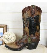Western Black Bear Family With Pine Cones Cowboy Cowgirl Boot Vase Figurine - €27,26 EUR