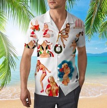 Vintage Sexy Christmas Ladies Hawaiian Shirt, 3D Hawaiian Aloha Short Sleeve - £8.17 GBP+