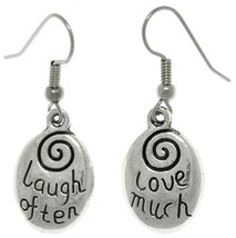 Jewelry Trends Laugh Often - Love Much Inspirational Message Word Pewter Dangle  - £26.36 GBP