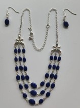 Avon Multi Row Blue Bead necklace Gift Set Necklace and Earrings In Box /19 - £19.80 GBP