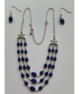 Avon Multi Row Blue Bead necklace Gift Set Necklace and Earrings In Box /19 - £19.97 GBP