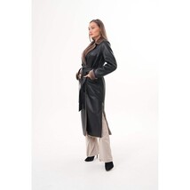 Vinci The Florence Long Shearling Black Leather Women Jacket image 12
