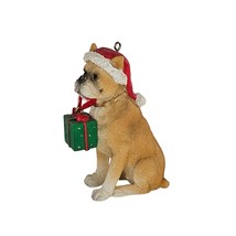Vintage Boxer Dog Christmas Ornament Resin Holding Present - £9.82 GBP