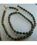Trade Beads Green Speckled Egg Shaped Glass Beads RARE - $294.62 CAD