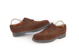 Tods Mens Size 7 EU 37.5 Suede Leather Lace Up Oxford Dress Shoes Dark B... - $89.05