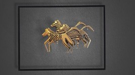 Laurel Burch Three Wild Stallions Gold Plated Brooch Pendant Jewelry Vin... - £70.39 GBP