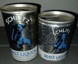 Schlitz Malt Liquor c1973 8 oz EMPTY BEER CAN Lot of 2 - $185.46 MXN