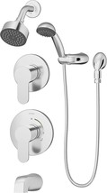 Polished Chrome 1-Spray Hand Shower And 2-Handle Tub And Shower Trim With - £218.21 GBP
