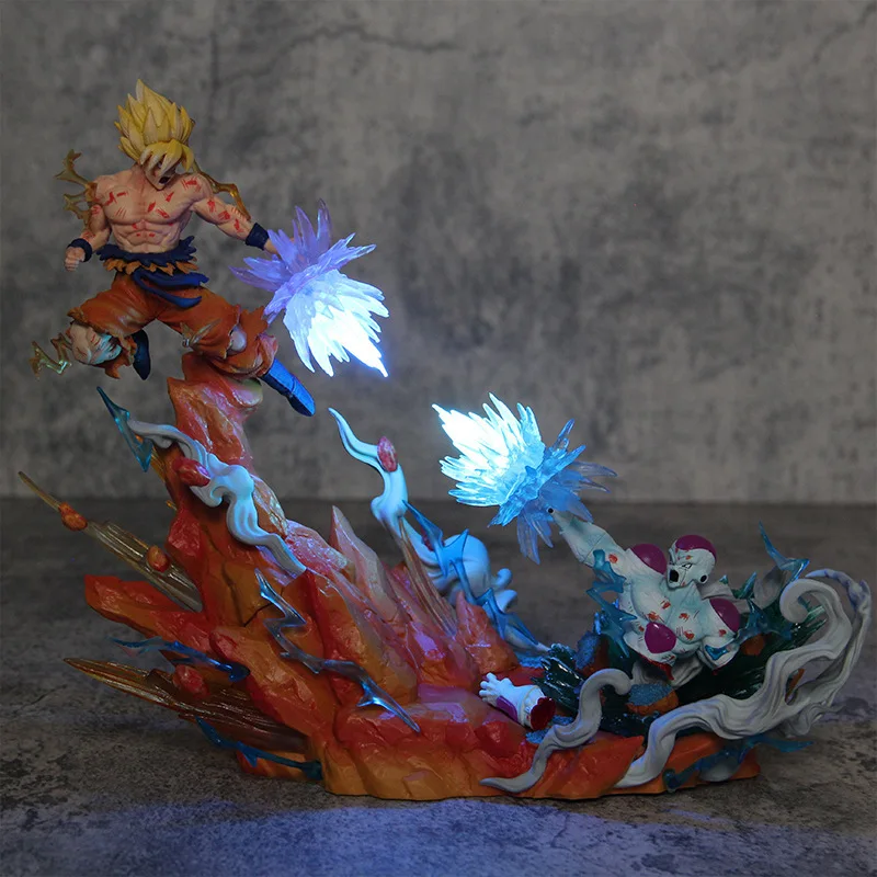 Dragon Ball Super Saiyan Son Goku VS Frieza Figure With Light 21cm Battle - £39.12 GBP+