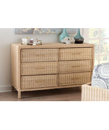 Prunella Japandi Sun-Bleached Braided Rattan 6-Drawer Dresser - $15,533.54 MXN