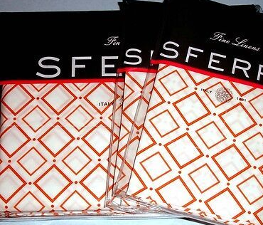 Sferra Deagan King Duvet Cover 5 PC Set Tangerine Egypt Cotton Percale Italy New - $295.90