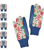 6 Pairs Flowers Blossom Print Gloves M Size Blue Floral Pattern Workwear... - £16.39 GBP